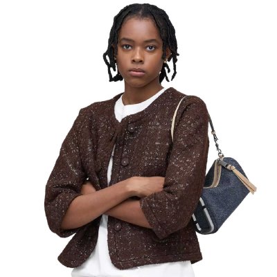 THE DENIM SUEDE SNAPSHOT SHOULDER BAG